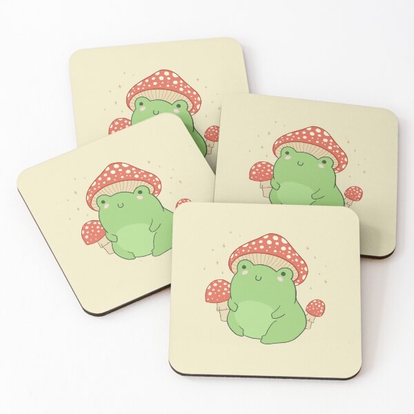 Item preview, Kawaii Frog with Mushroom Hat: Cottagecore Aesthetic Froggy, Chubby Toad in Forest Themed Fantasy Toadstools designed and sold by MinistryOfFrogs.