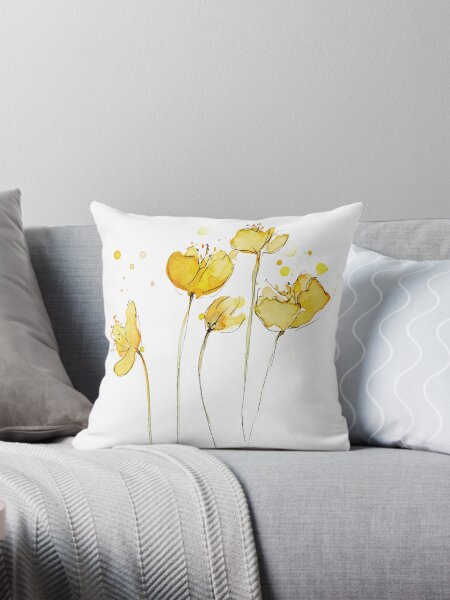 yellow happiness Throw Pillow