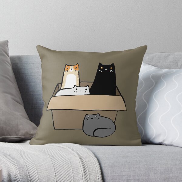 Cats in a Box Throw Pillow