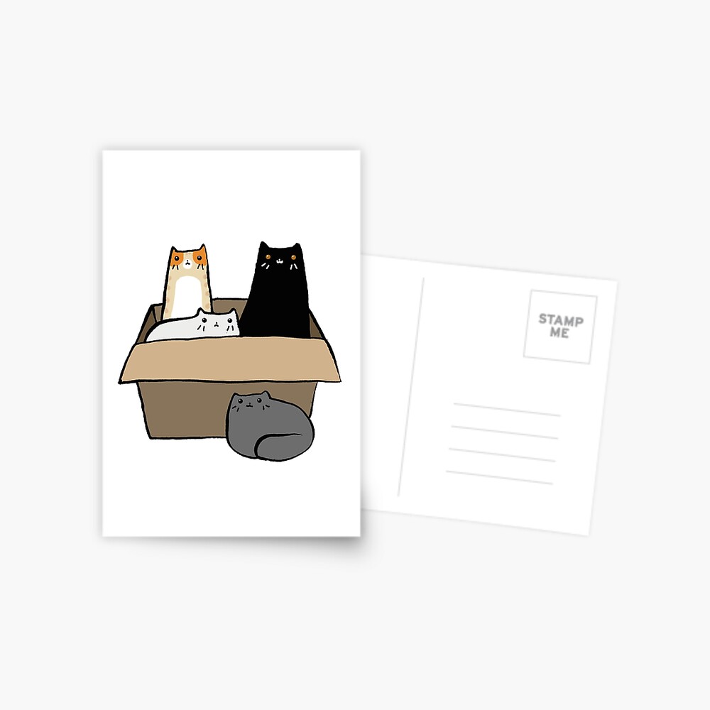 "Cats in a Box" Postcard for Sale by SaradaBoru Redbubble