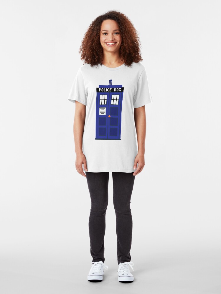Alternate view of 8-Bit TARDIS Slim Fit T-Shirt