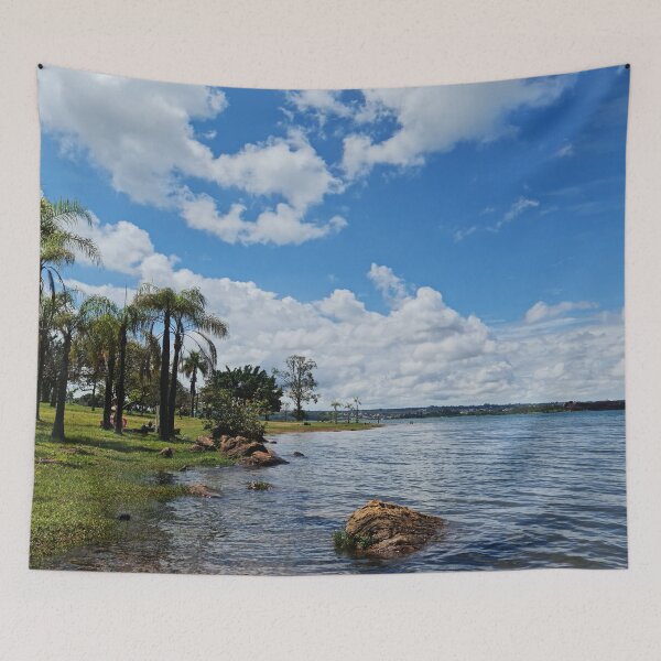 Item preview, Photo of Lakeshore, Palm trees, Sky, Rocks in the Water. designed and sold by Brasilia.