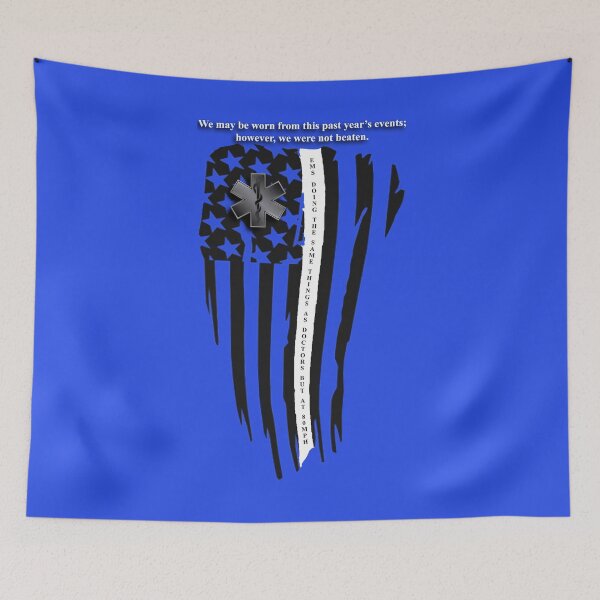 Item preview, Worn Thin White Line - EMS Flag designed and sold by DonaldsGraphics.