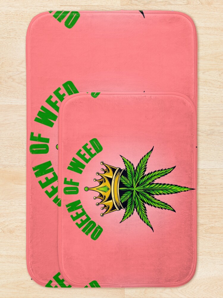 Alternate view of Queen of Marijuana - Long Live the Queen of Weed - Gold on Pink Bath Mat