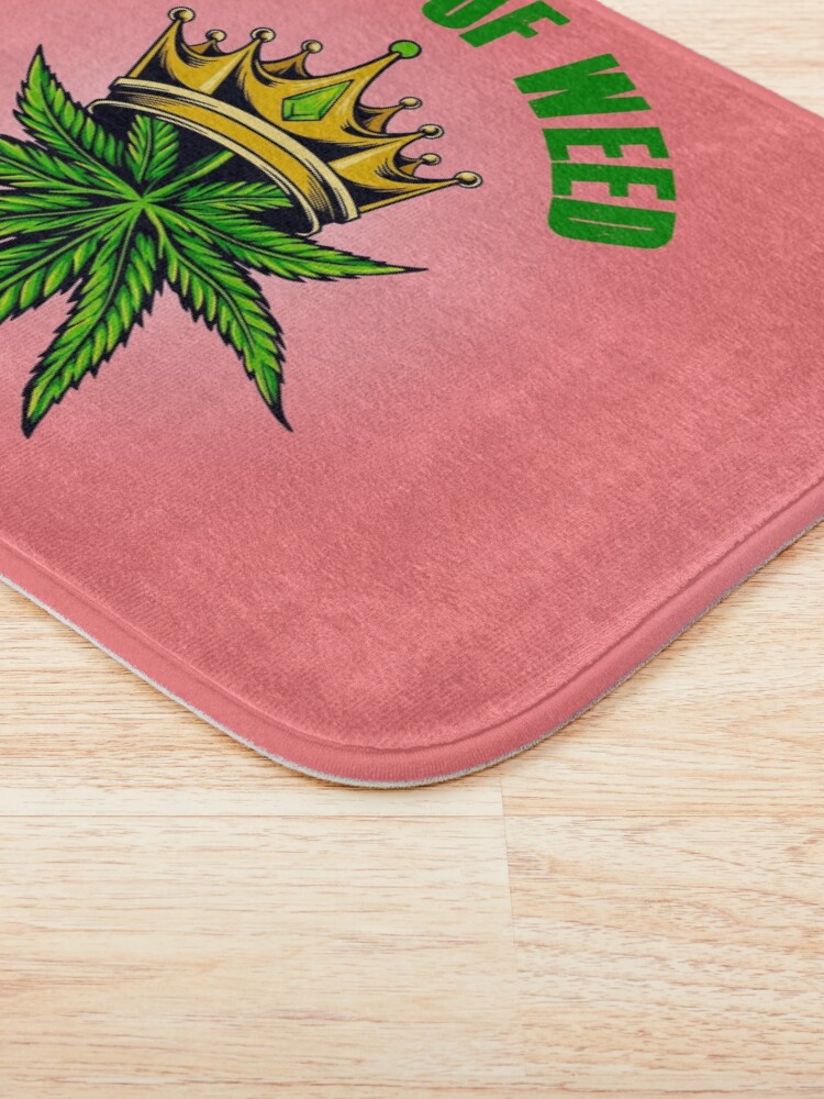 Alternate view of Queen of Marijuana - Long Live the Queen of Weed - Gold on Pink Bath Mat