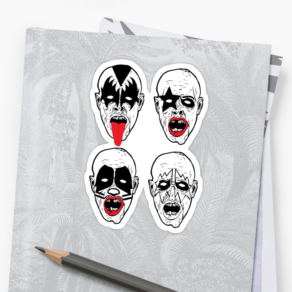 kiss-rock-band-zombies-stickers-by-krazykjb05-redbubble