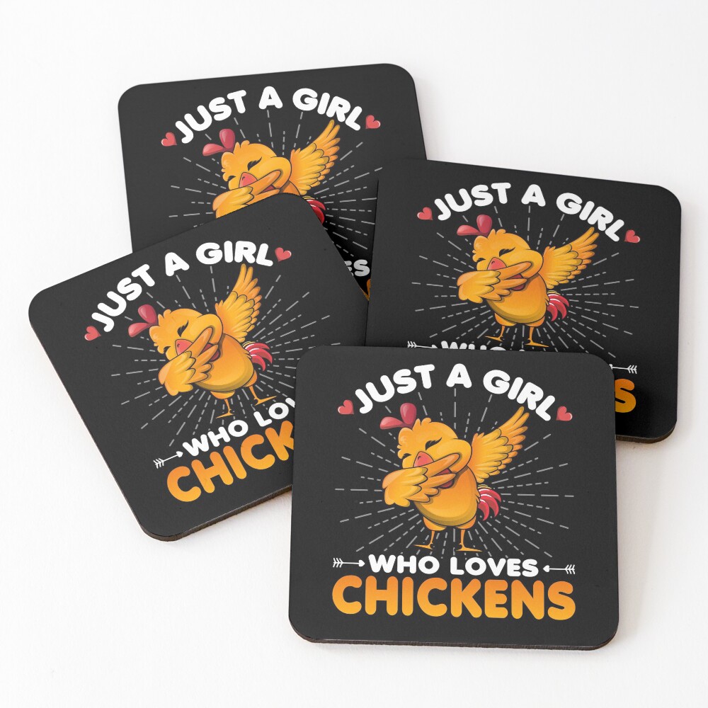 Just a Boy Who Loves Chickens Dabbing Dab Chicken Lover Coasters (Set of 4)