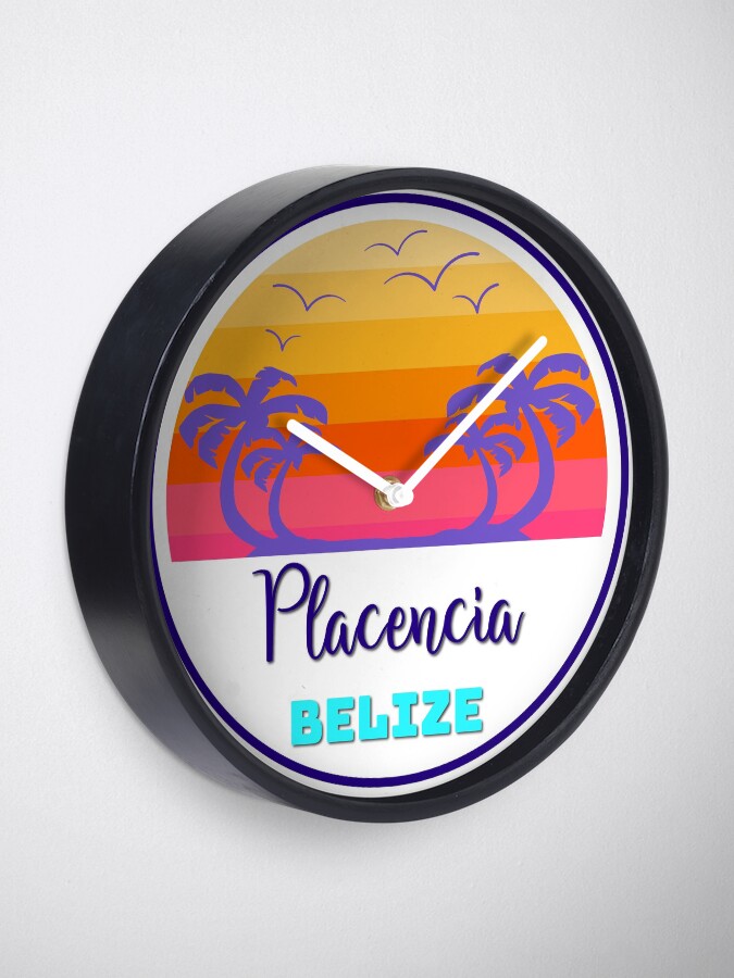 Alternate view of Placencia Belize Island Beach Sunset Palm Tree Outdoor Surfing Surf Cruise Vacation Gift Ideas Clock