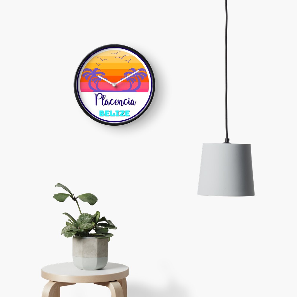 Placencia Belize Island Beach Sunset Palm Tree Outdoor Surfing Surf Cruise Vacation Gift Ideas Clock