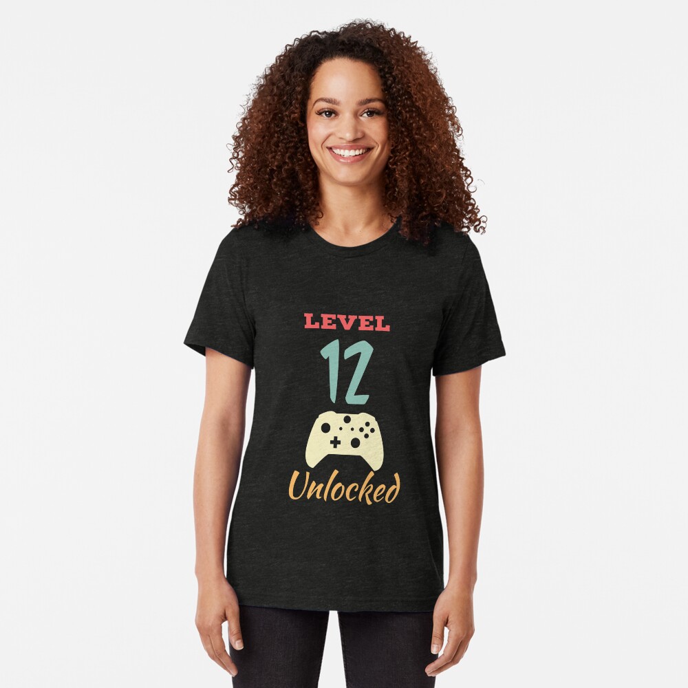 Level 12 Unlocked - 12th vintage Video Games Birthday Gift Tri-blend T-Shirt
