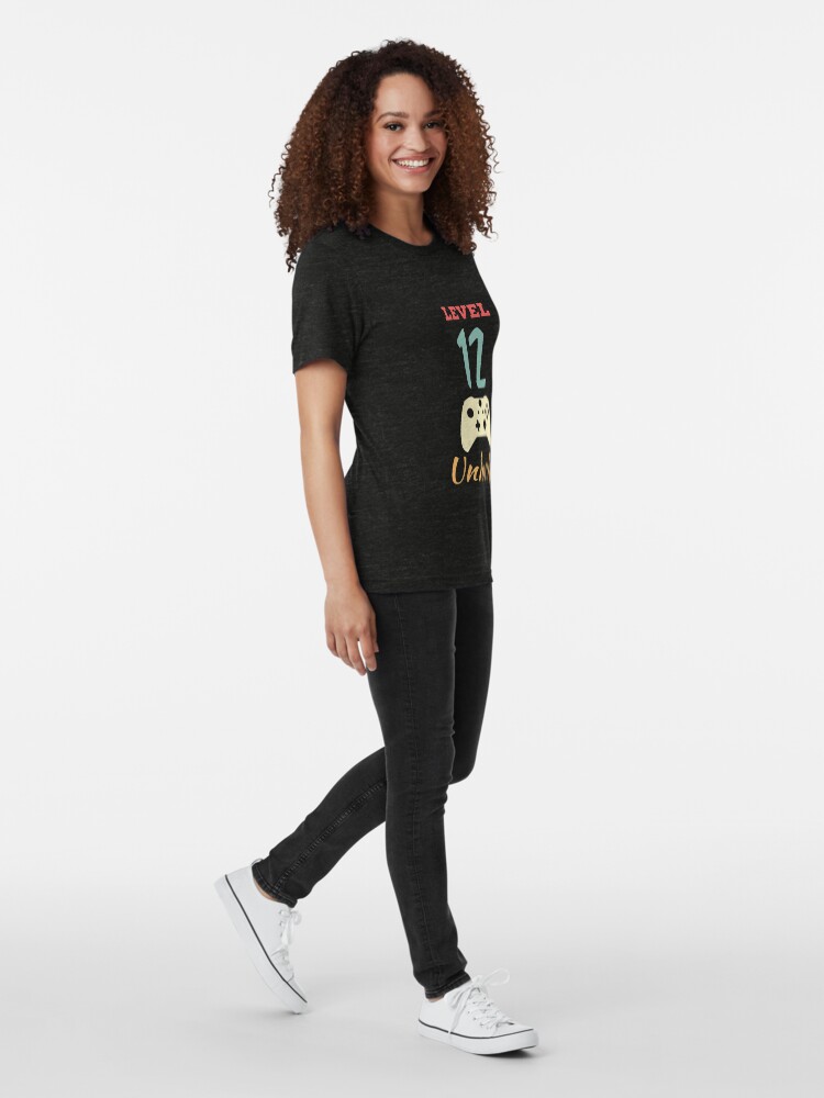 Alternate view of Level 12 Unlocked - 12th vintage Video Games Birthday Gift Tri-blend T-Shirt