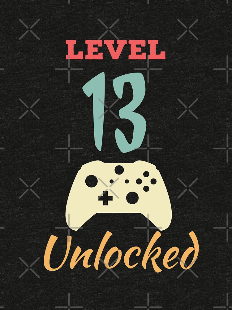 Level 13 Unlocked - 13th vintage Video Games Birthday Gift by karim7