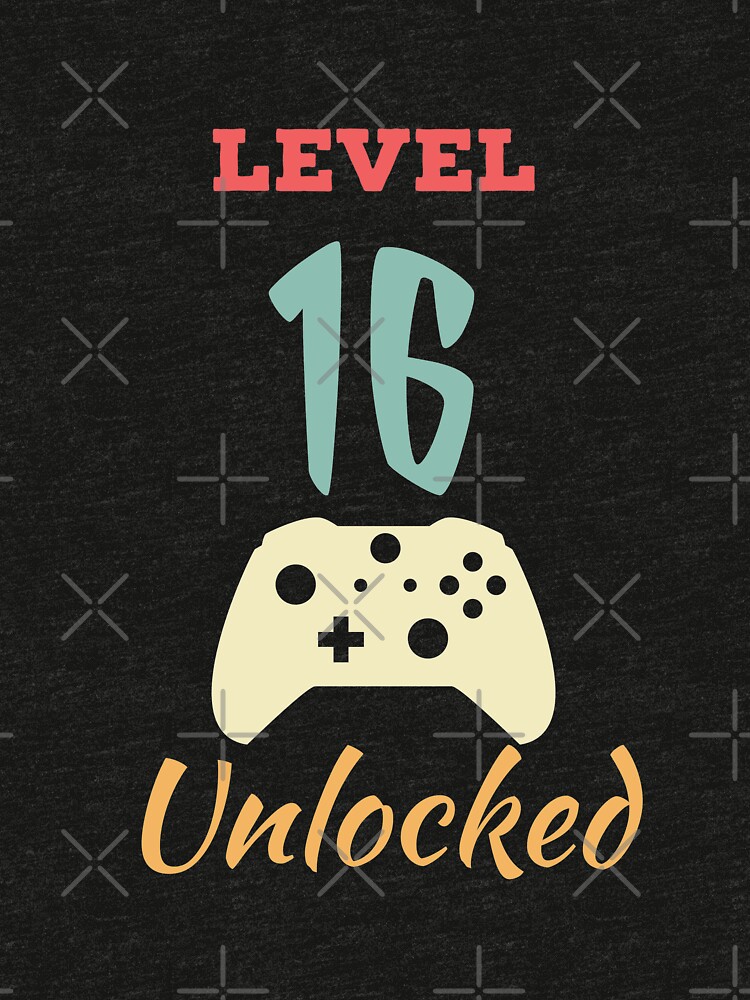 Level 16 Unlocked - 16th vintage Video Games Birthday Gift by karim7