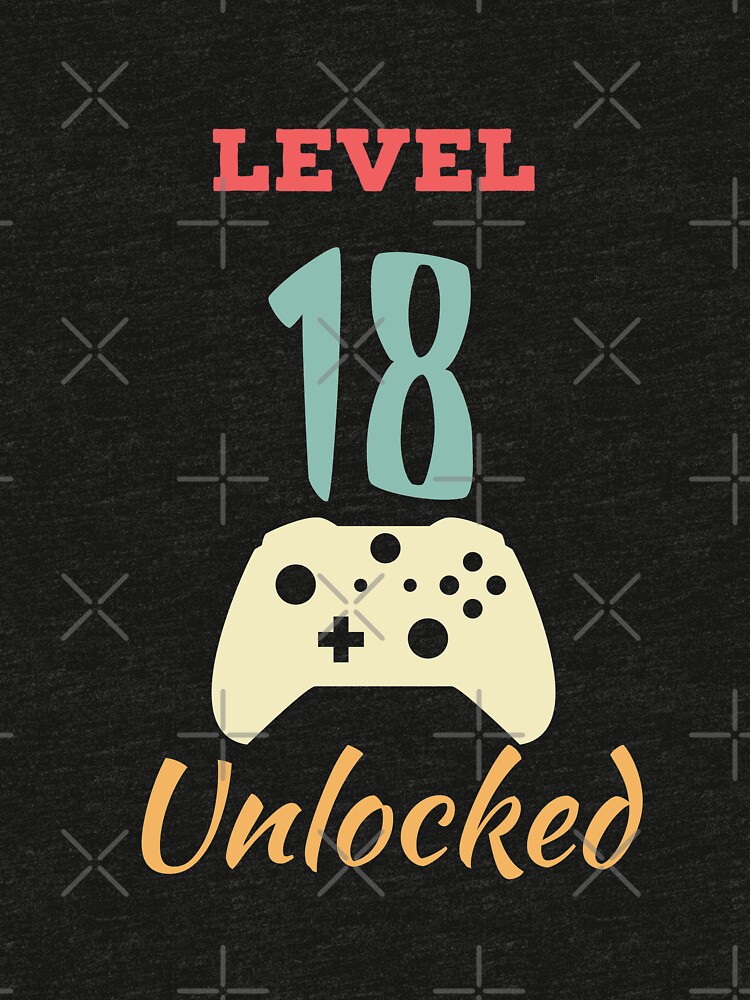 Level 18 Unlocked - 18th vintage Video Games Birthday Gift by karim7