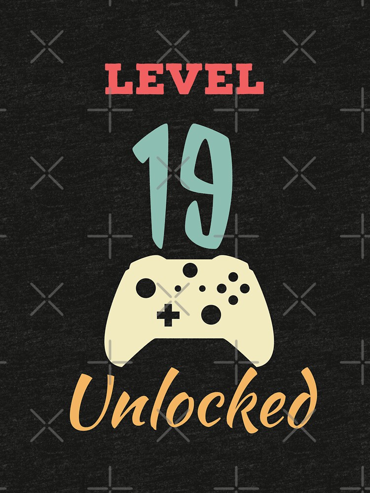Level 19 Unlocked - 19th vintage Video Games Birthday Gift by karim7