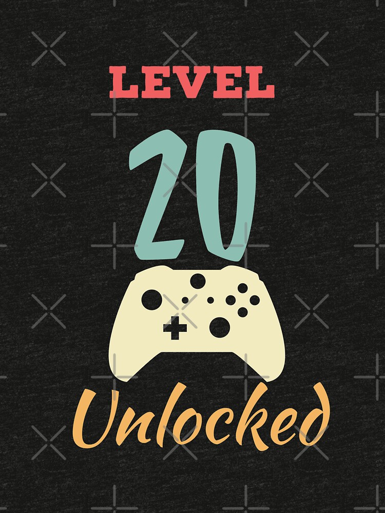 Level 20 Unlocked - 20th vintage Video Games Birthday Gift by karim7