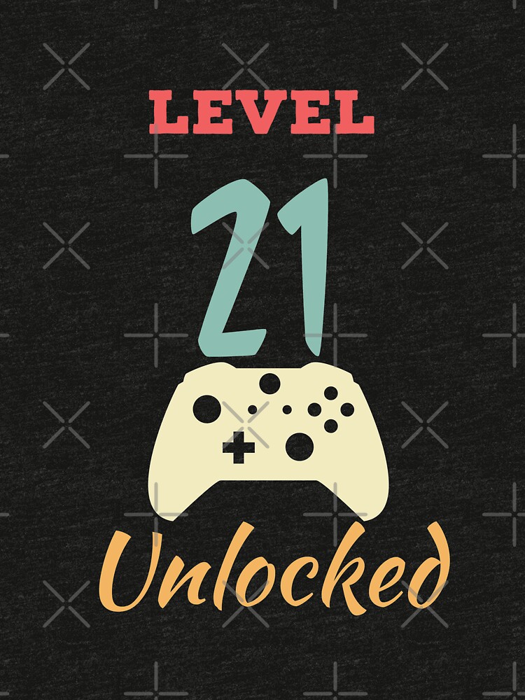 Level 21 Unlocked - 21th vintage Video Games Birthday Gift by karim7