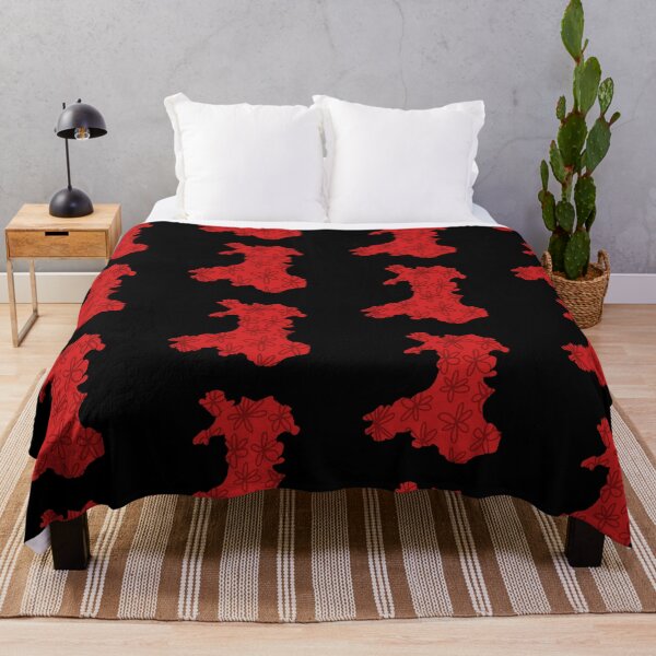 Item preview, Wales outline with red flowers on red designed and sold by Louisa Powell.