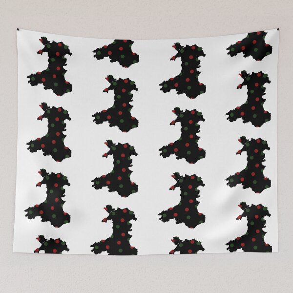 Item preview, Wales outline with red and green dost on black designed and sold by Louisa Powell.