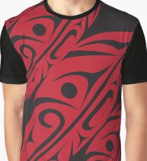 Four Feathers Red on Black Graphic T-Shirt