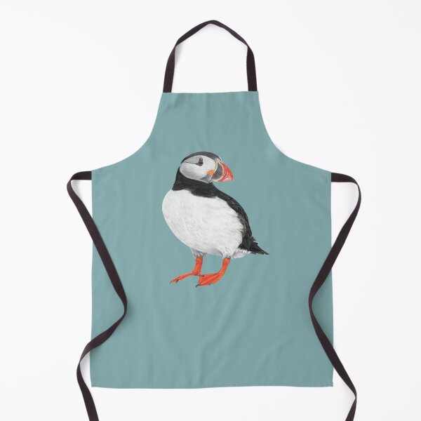 Item preview, Puffin pastel art on sea blue background designed and sold by IslesArt.