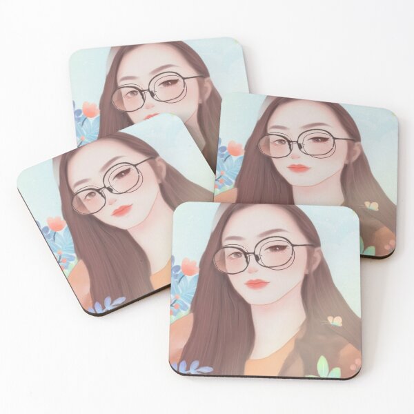 Item preview, Beautiful watercolor canvas of a beautiful woman with glasses and winking designed and sold by chicsignzodiac.