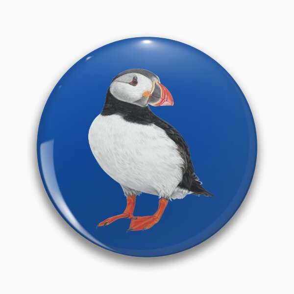 Item preview, Puffin pastel art on blue background designed and sold by IslesArt.