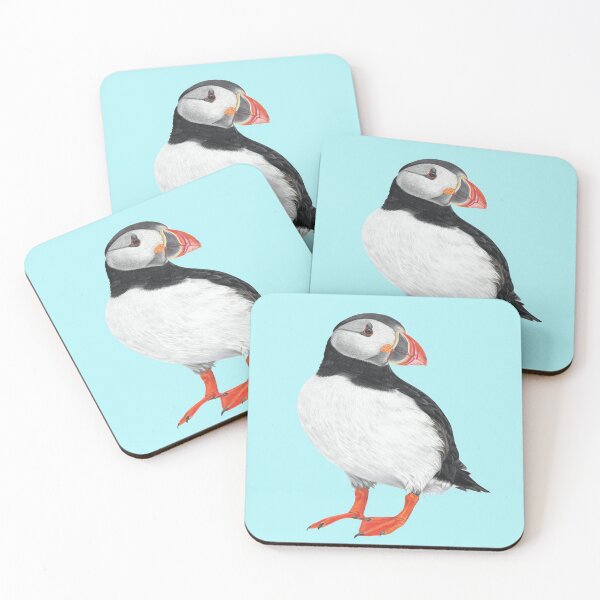 Item preview, Puffin pastel art on light blue background designed and sold by IslesArt.