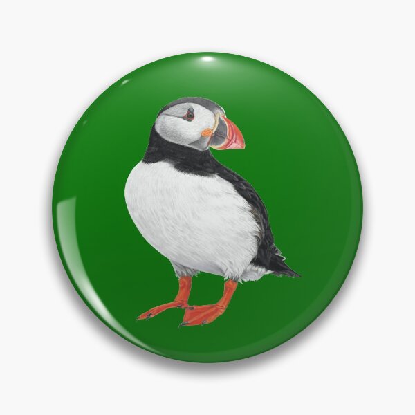 Item preview, Puffin pastel art on green background designed and sold by IslesArt.