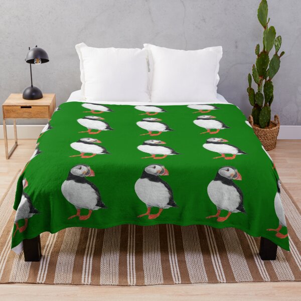 Item preview, Puffin pastel art on green background designed and sold by IslesArt.