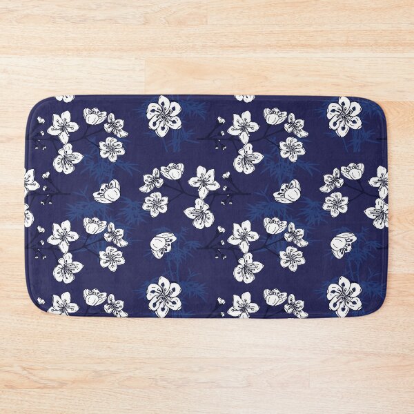 Item preview, Hamptons Blue White Floral Pattern designed and sold by HotHibiscus.