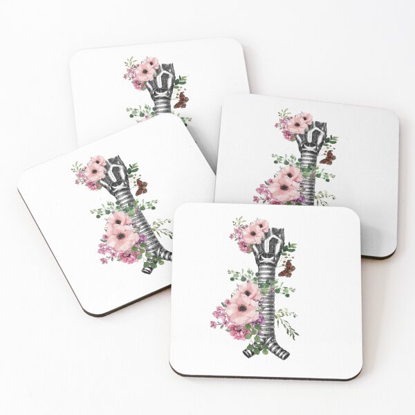 Item preview, Human larynx, pink flowers anatomy art, speech pathology, watercolor illustration designed and sold by Collagedream.