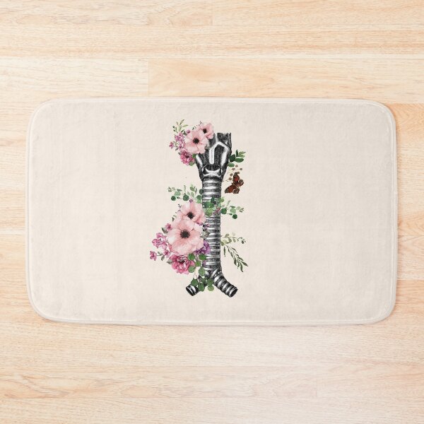 Item preview, Human larynx, pink flowers anatomy art, speech pathology, watercolor illustration designed and sold by Collagedream.