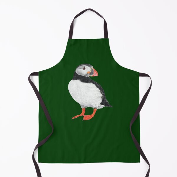 Item preview, Puffin pastel art on dark green background designed and sold by IslesArt.