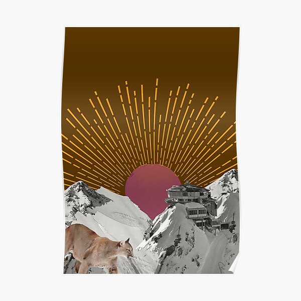 Snowy Mountainscape Brown Poster