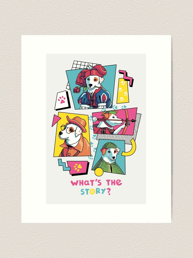 Imagen 2 de 3, Lámina artística con la obra ¿Cuál es la historia, Wishbone? // Programa de televisión, Años 90, Jack Russell, diseñada y vendida por Geekydog.