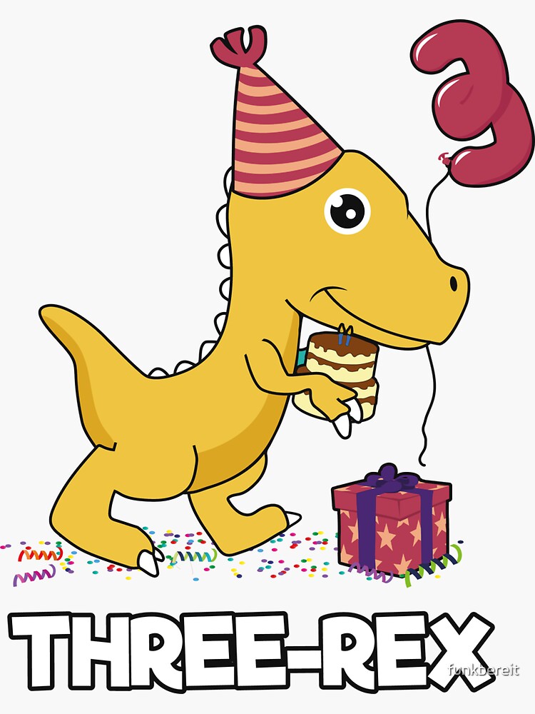 3 ans anniversaire dinosaure T-Rex garçon' Autocollant