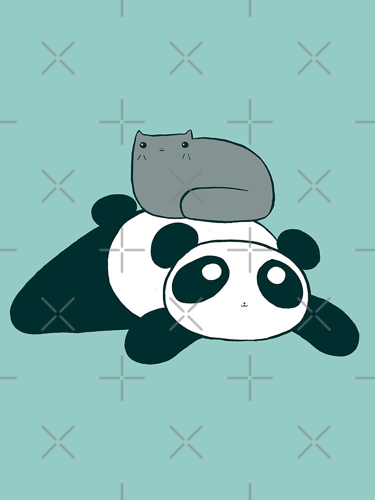 Panda and Gray Cat by SaradaBoru