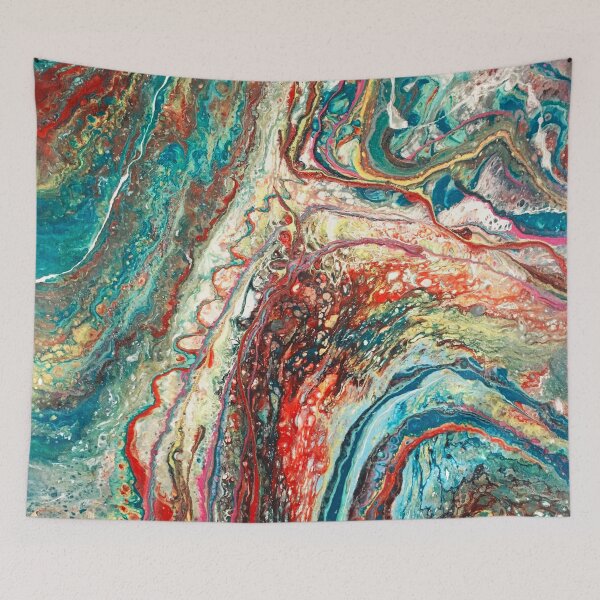Item preview, Color Carnival Paint Pour - Paint Pour Art - Unique and Vibrant Modern Home Decor for enhancing the living room, bedroom, dorm room, office or interior. Digitally manipulated acrylic painting. designed and sold by cherdoodles.