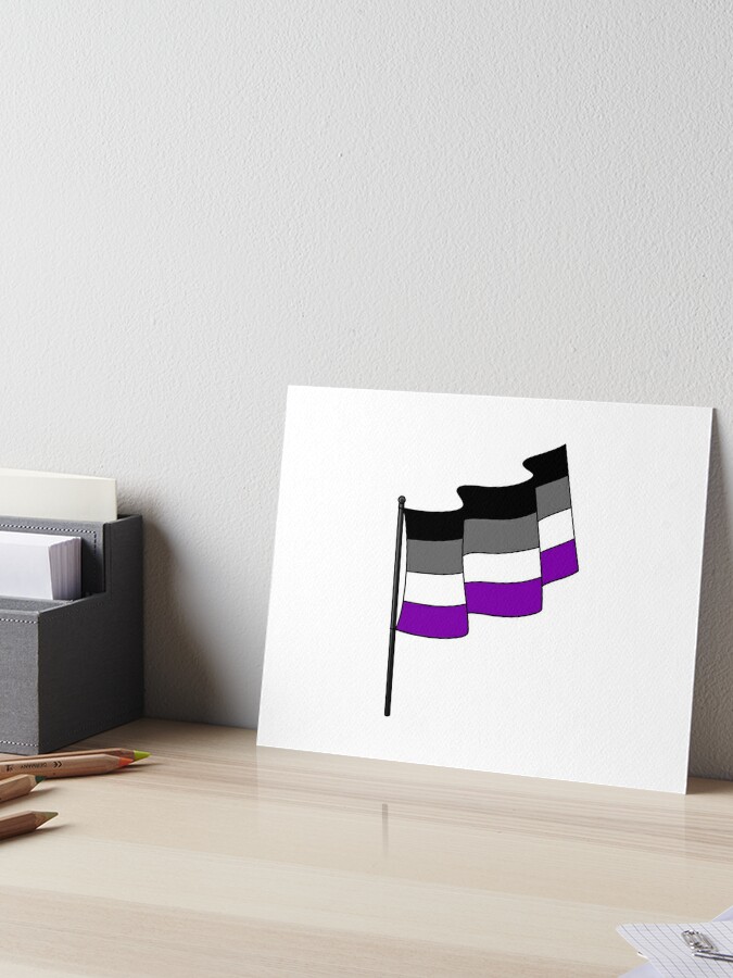 Drapeau ondulant d asexualit noir gris blanc et violet avec m t noir gris brillant Impression rigide