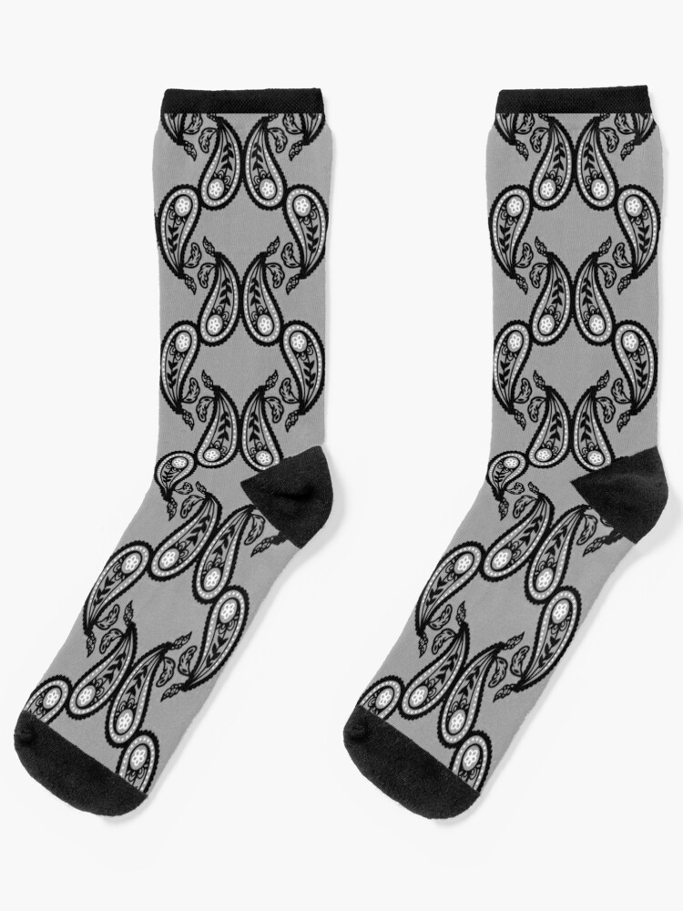 Fun Novelty Black & White Paisley Socks 