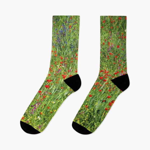 Item preview, Red poppy open and green field designed and sold by Schuva.