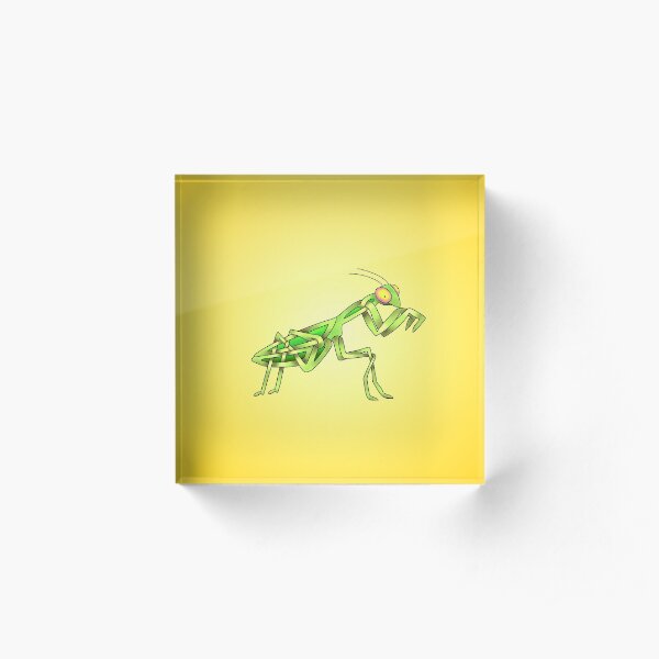 Mantis Celtic knot on yellow Acrylic Block