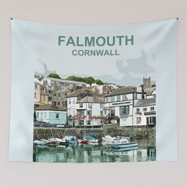 Item preview, Cornwall, Falmouth Harbour. Travel poster. Cornish gift designed and sold by BarbaraGlebska.