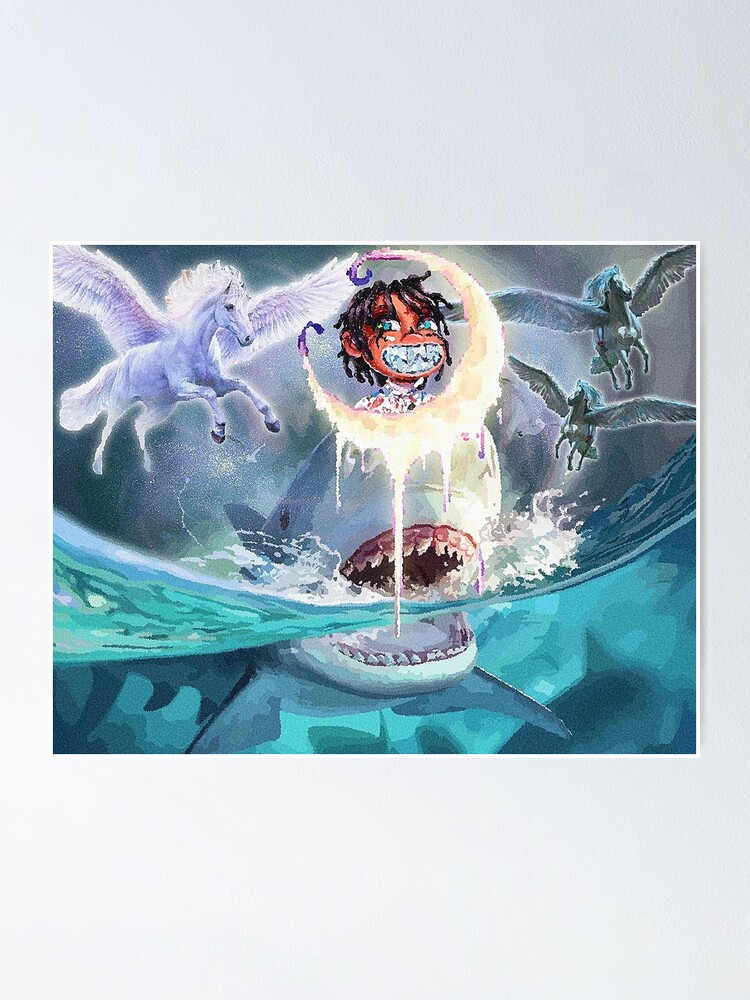 "trippie pegasus neon sharks cartoon 2021 ulangterus" Poster for Sale