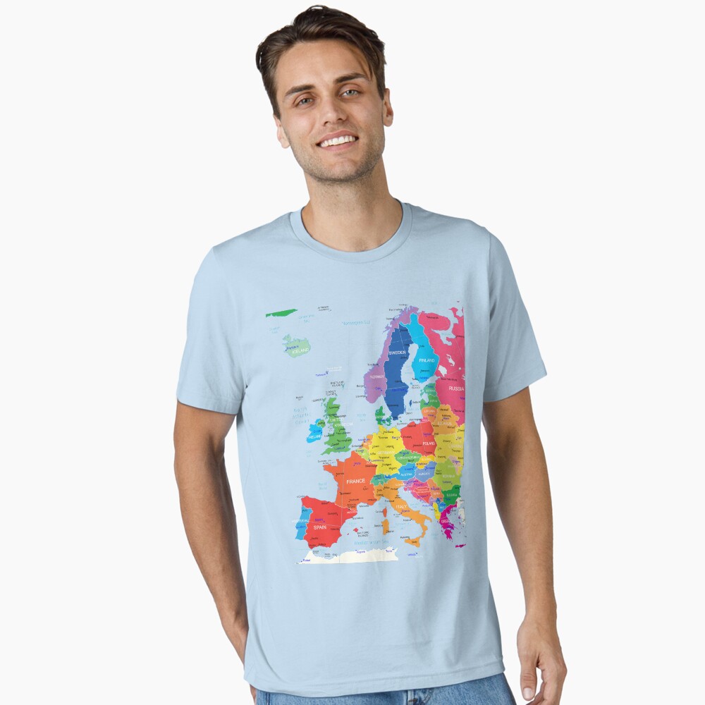 Europe Map with the border, countries, capitals and major cities  Poster