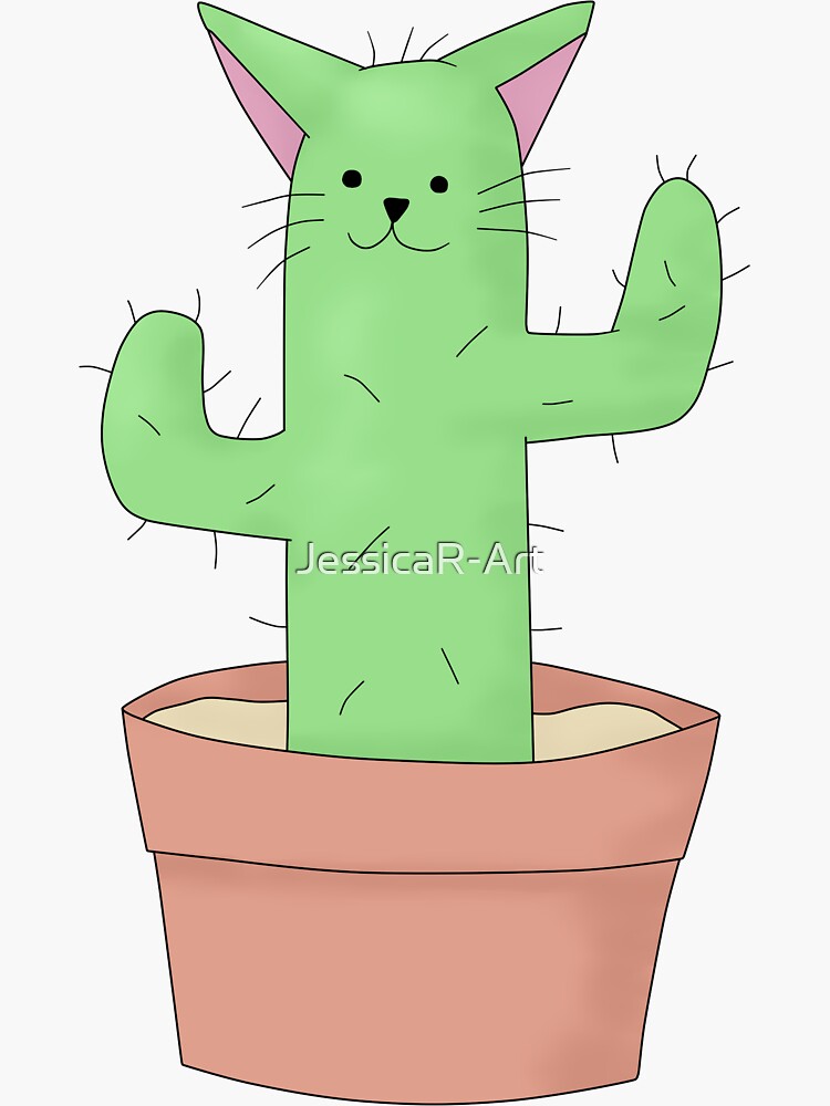"Catcus Cat Cactus V4" Sticker for Sale by JessicaRArt Redbubble