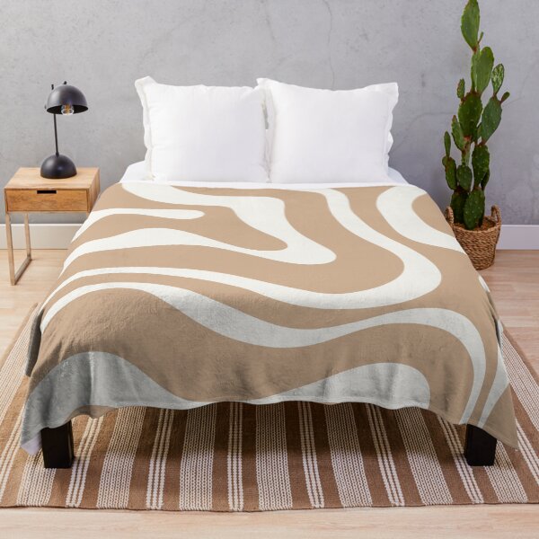 Item preview, Retro Modern Liquid Swirl Abstract Pattern Square in Coffee Creme and Nearly White designed and sold by kierkegaard.