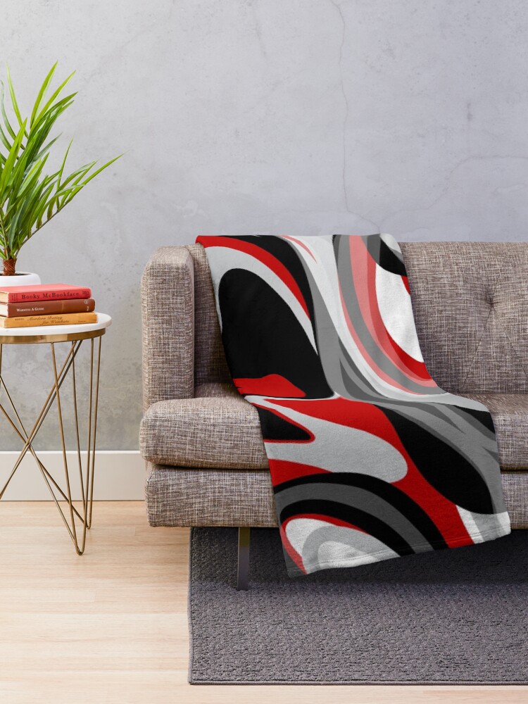 Alternate view of Liquify - Red, Gray, Black, White Throw Blanket