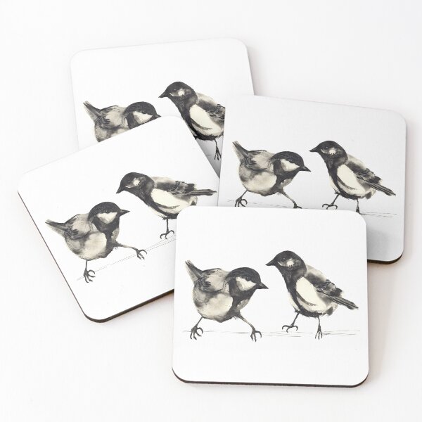 Item preview, Birds perched on branch. Parus major. Chickadee designed and sold by LauraBustos.